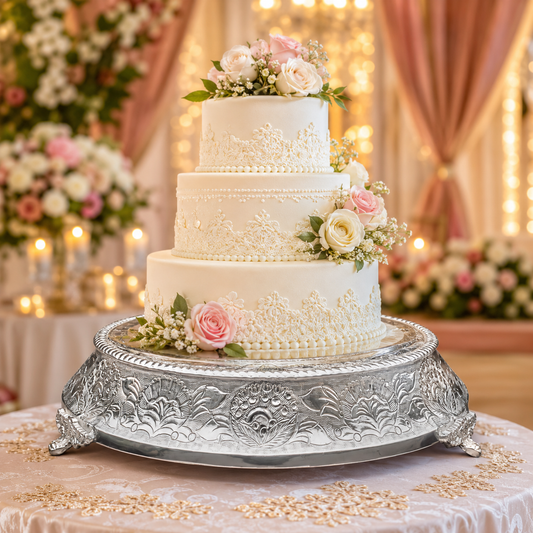GiftBay Wedding Cake Stand Tapered Round 14", Silver