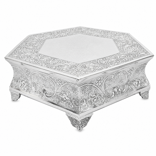 GiftBay Creations Wedding Cake Stand Hexagonal Shape 16", Silver