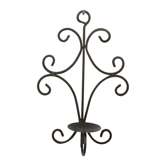 GiftBay 14021 Beautiful Wall Candle Sconce 15" High, Black Powder Coated