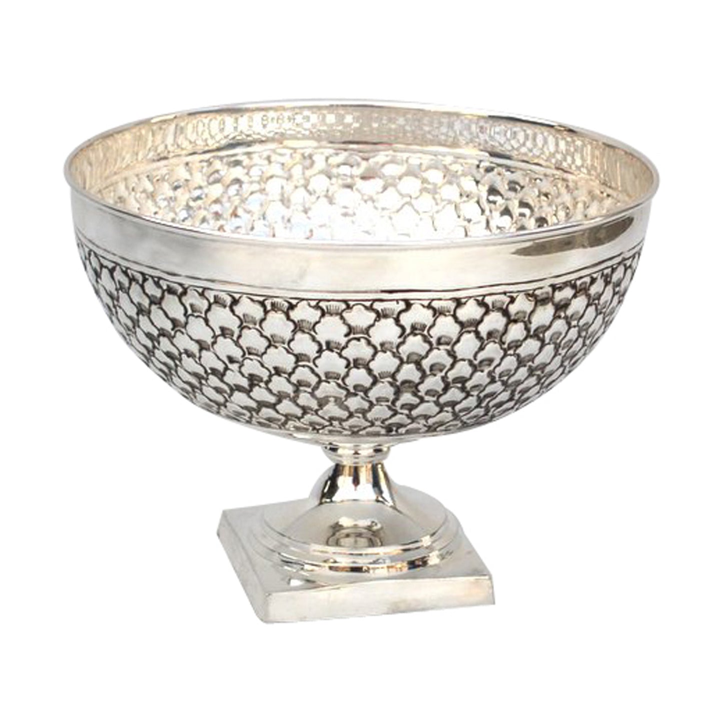 GiftBay 1404 Beautiful Silver Finish (Nickel Plated) on Brass Metal Vase 10" Diameter & 7.5" High