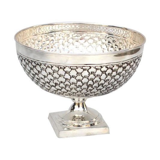 GiftBay 1404 Beautiful Silver Finish (Nickel Plated) on Brass Metal Vase 10" Diameter & 7.5" High