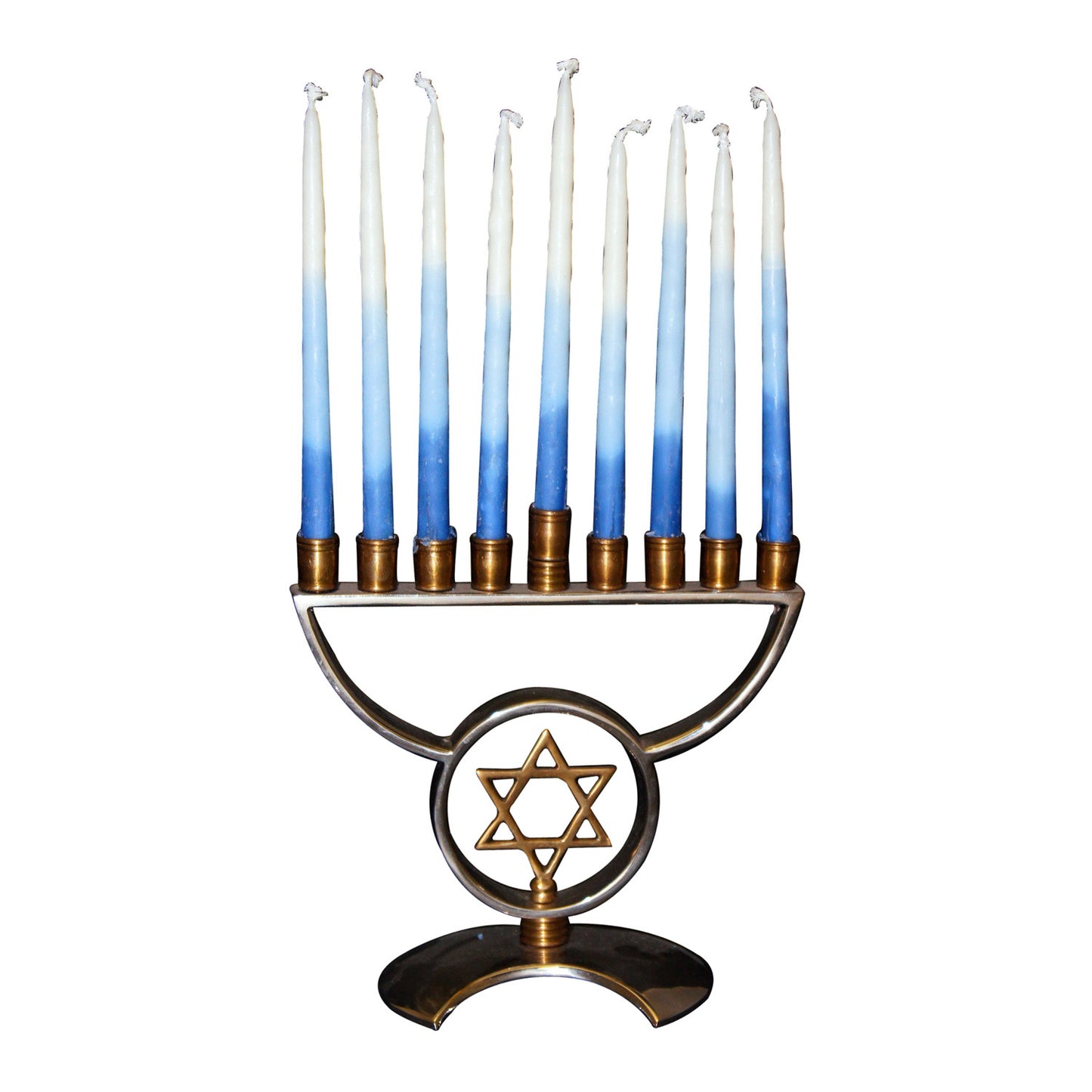 GiftBay 6007 Menorah 9-Branch with Star of David Two-Tone Silver and Copper Finish to Celebrate Hanukkah! A Bargain Valued Menorah Gift.