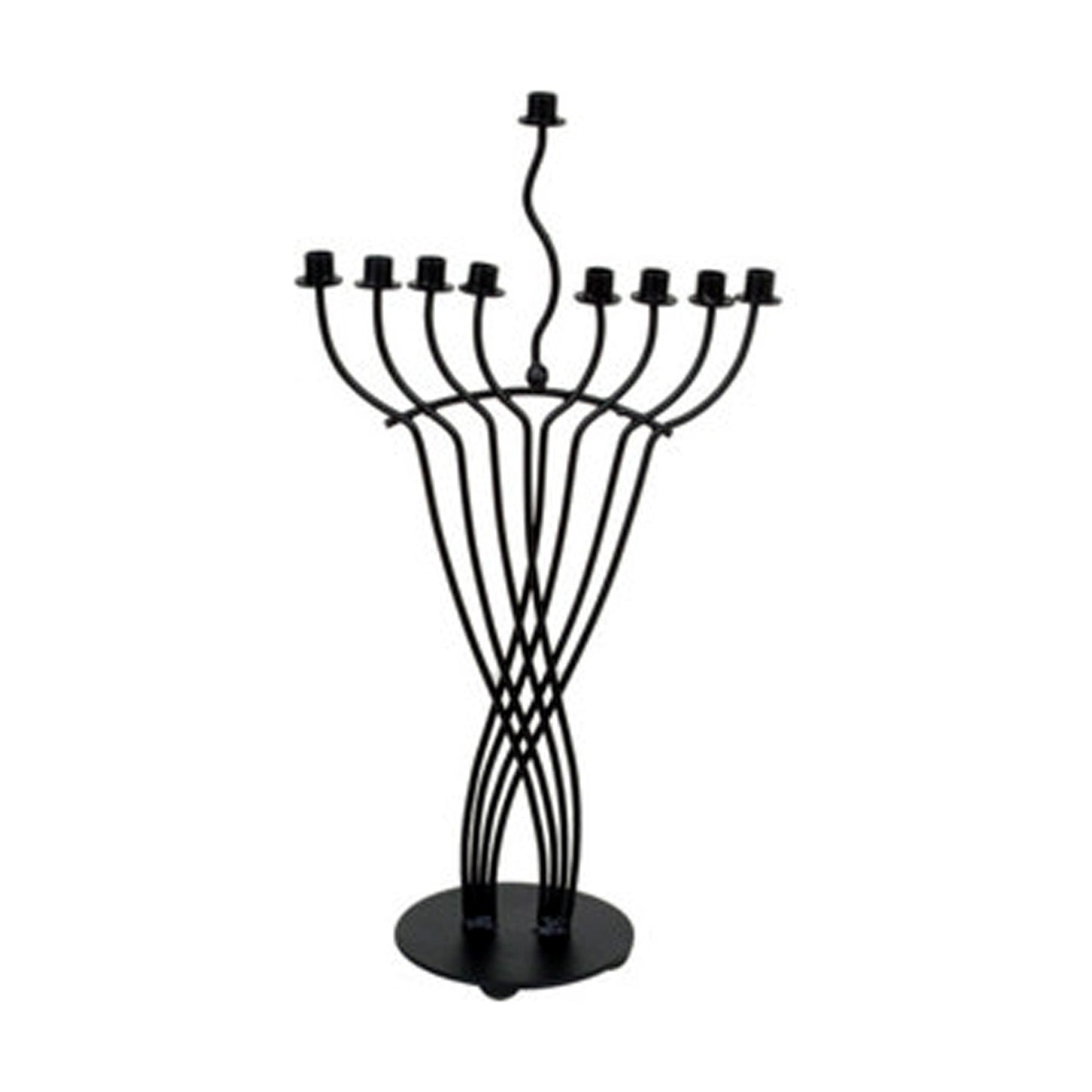 GiftBay 16002 Menorah 9-Branch Black Finish Wrought Iron Contemporary Look 20" To Celebrate Hanukkah and Gifts