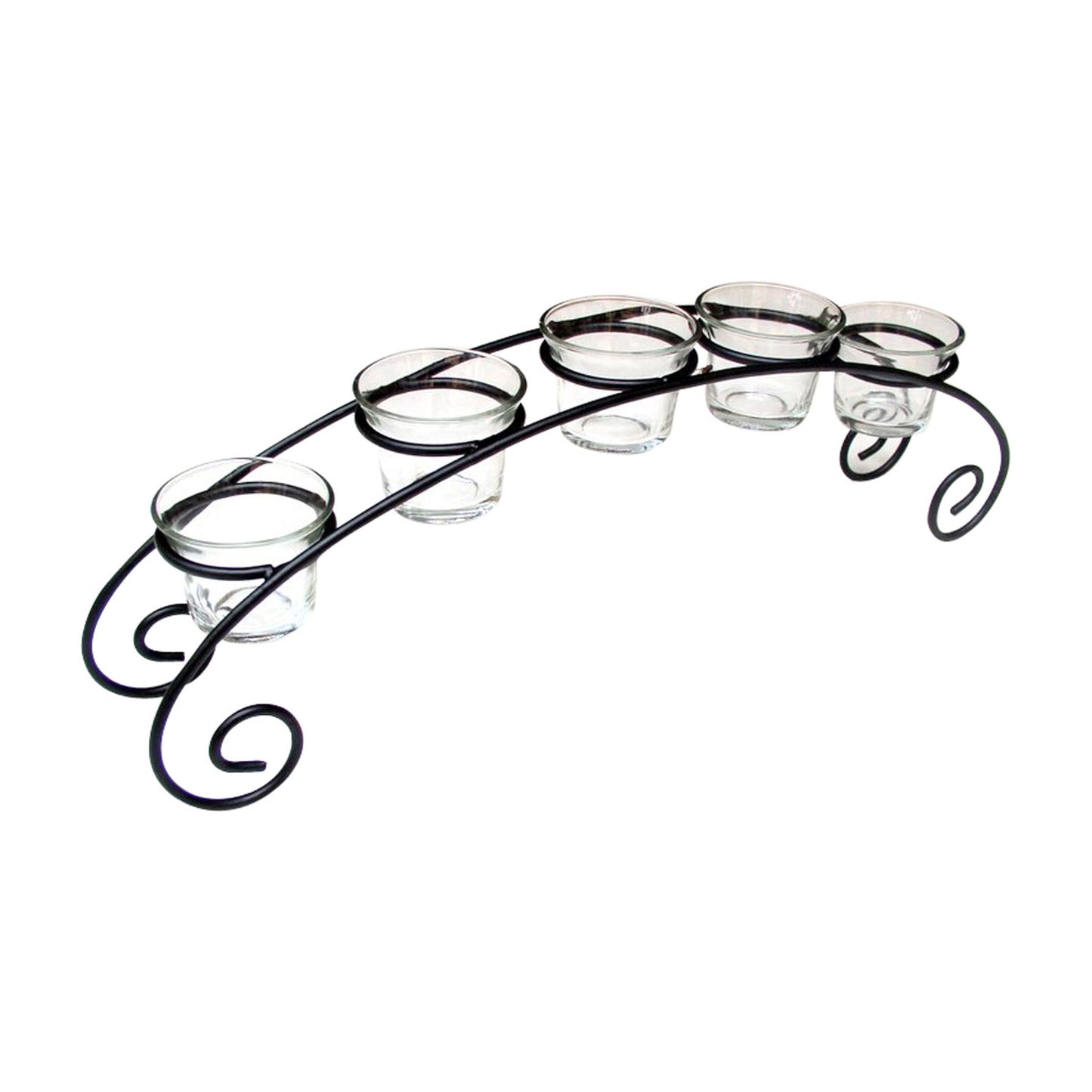 GiftBay 18016 Beautiful 5 Glass Votive Holder 5" High, Black Powder Coated Finish