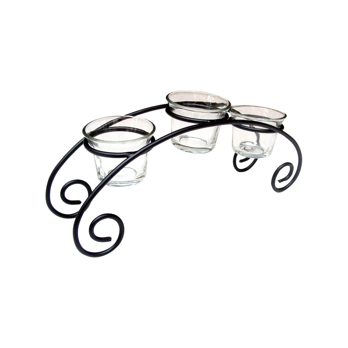 GiftBay 18017 Beautiful 3-glass Votive Holder 4.5" High, Black Powder Coated Finish