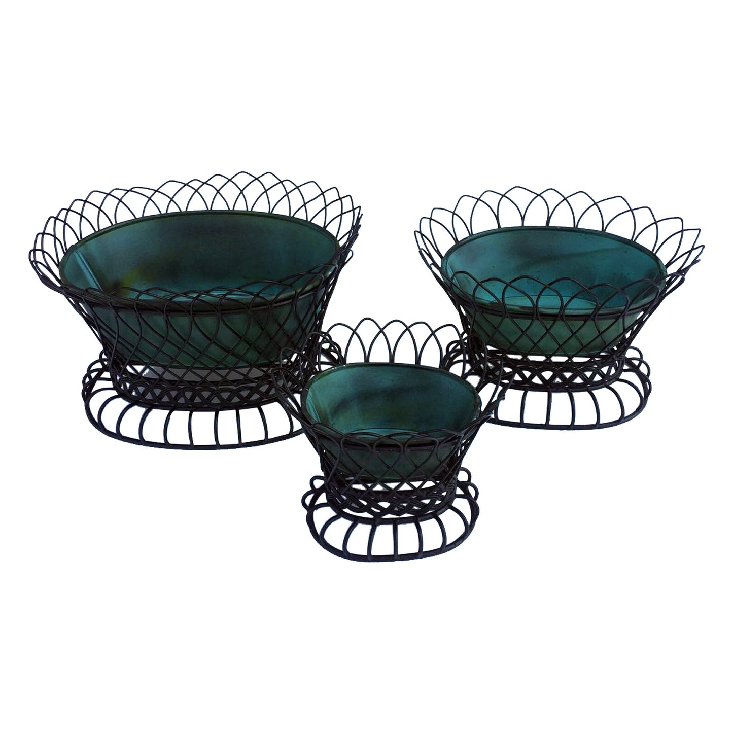 GiftBay 810-BG(S/3) Basket / Pot 3 Piece Set, Removable Pots in a Very Strong Wire Cage
