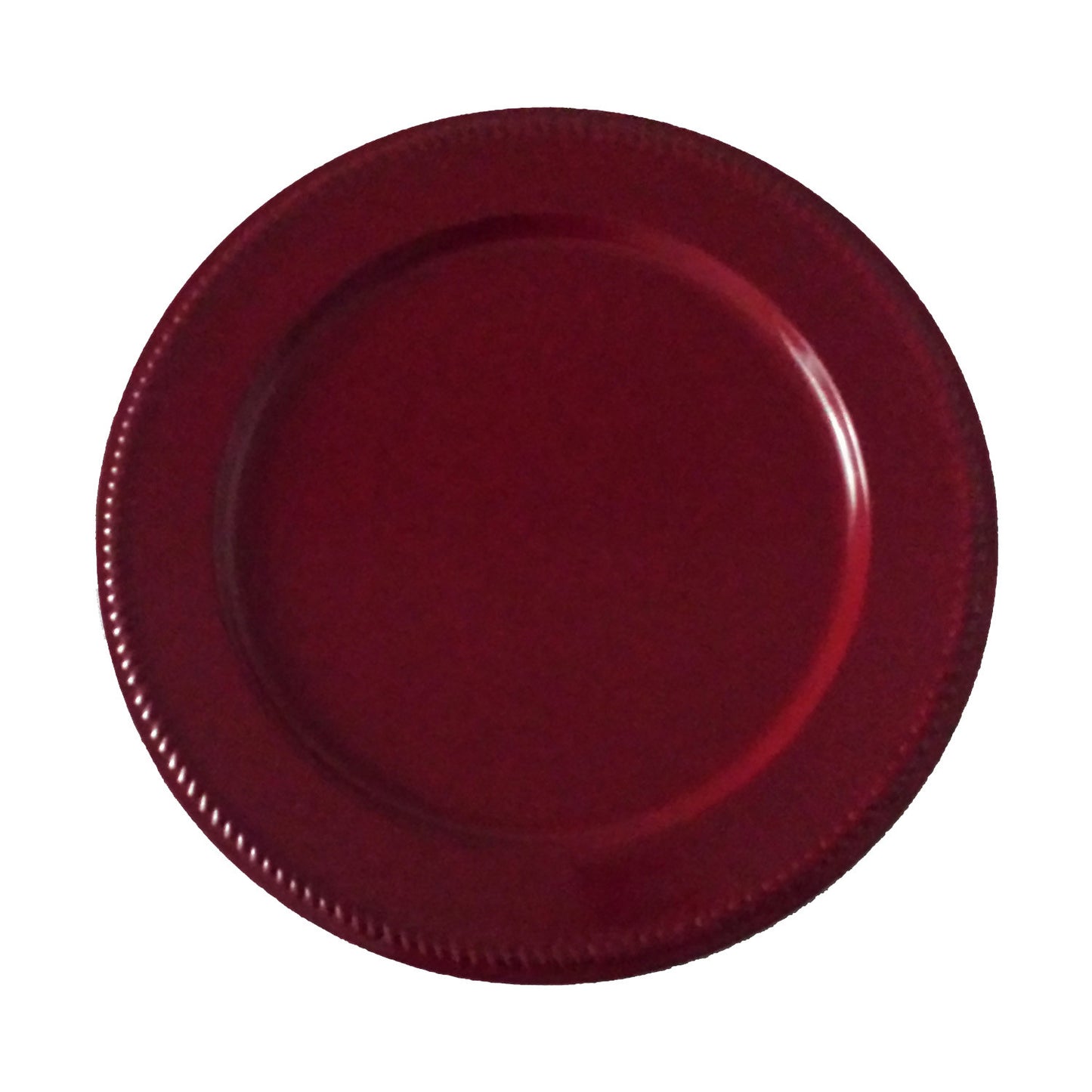GiftBay Creations CP-006(S/4) Wedding Charger Plates 13" Round with Embossed on Border with Unique Beaded Design, Burgundy Finish Set of 4 Plates