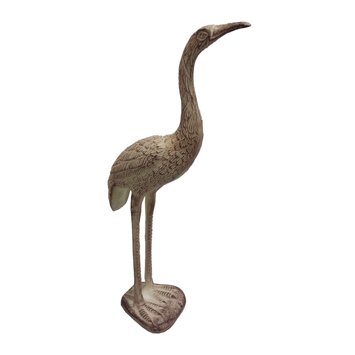 GiftBay GS-507 Garden Crane Statue, Solid Aluminum Metal, 14.5" Height, Brown Patina Finish