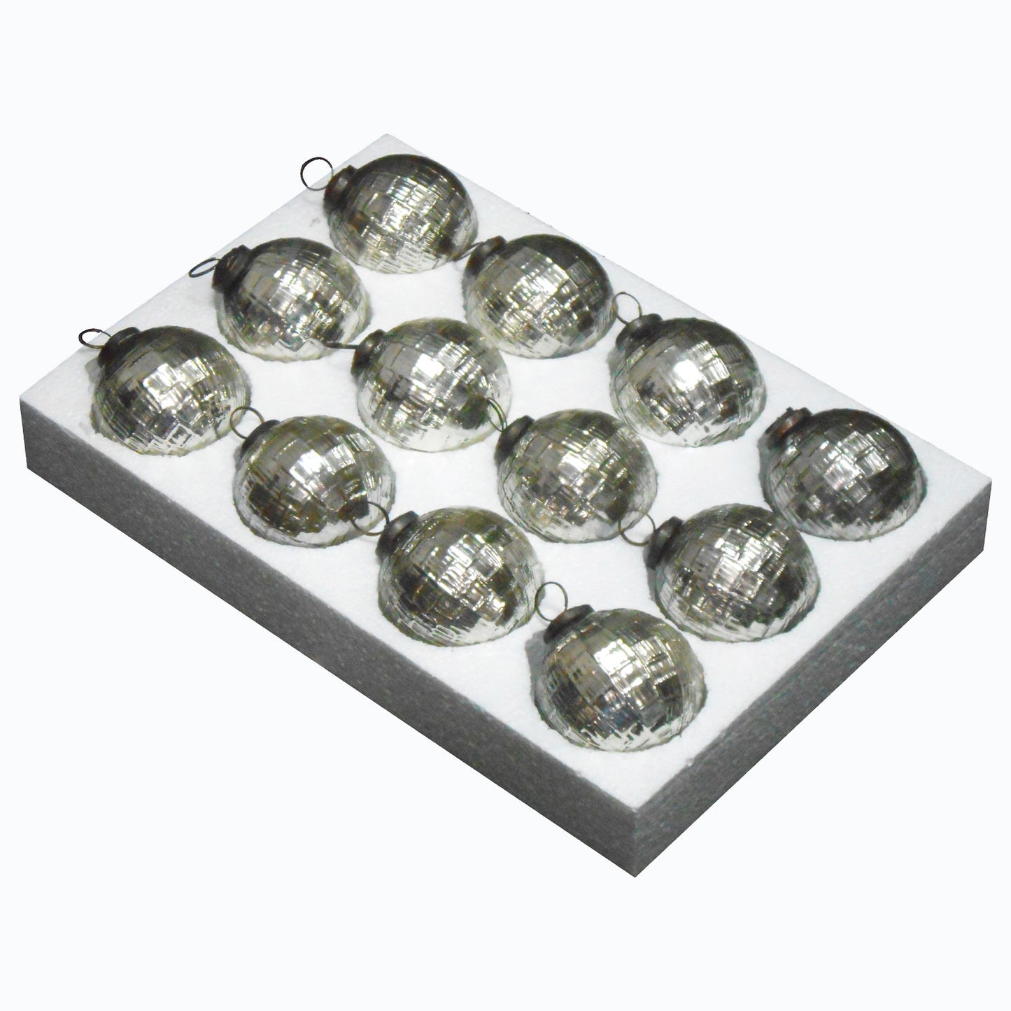 GiftBay Creations ORN-114(S/12) Antique-look Glass Ornament 3" H, Set of 12 for Christmas Tree Decoration