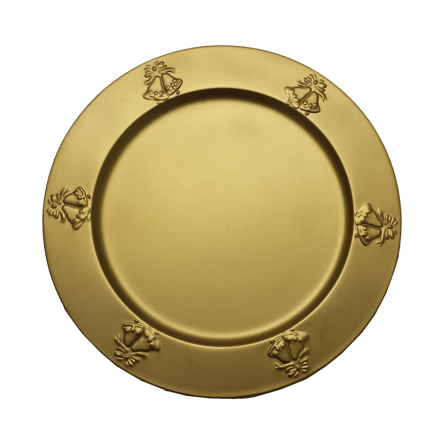 GiftBay Creations CP-014(S/4) Wedding Metal Charger Plates 13" Round with Beautiful Wedding Bells Embossed on Border Gold Finish Set of 4 Plates
