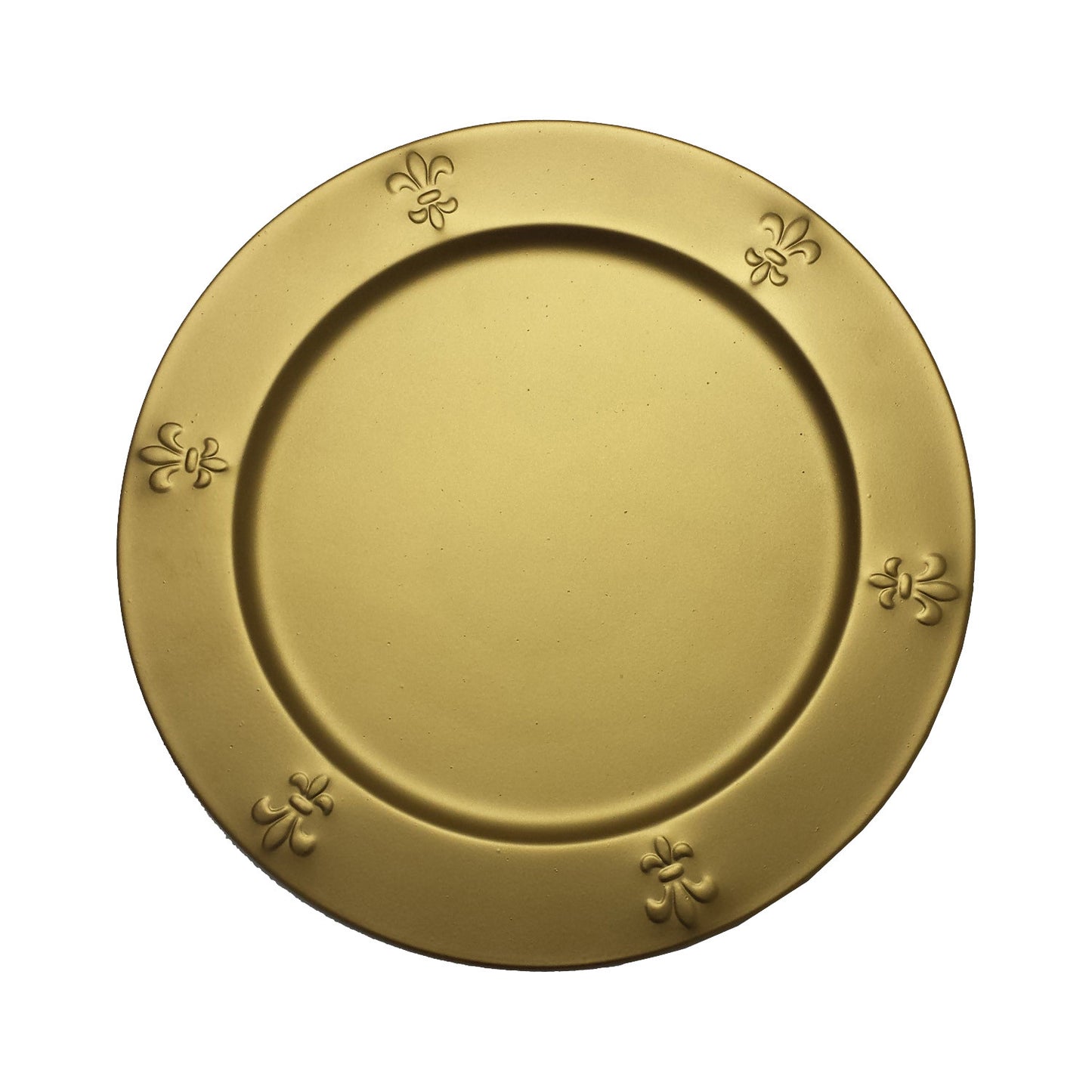 GiftBay Creations CP-011(S/4) Wedding Metal Charger Plates 13" Round with Beautiful Fleur-de-lis Embossed on Border Gold Finish, Set of 4 Plates