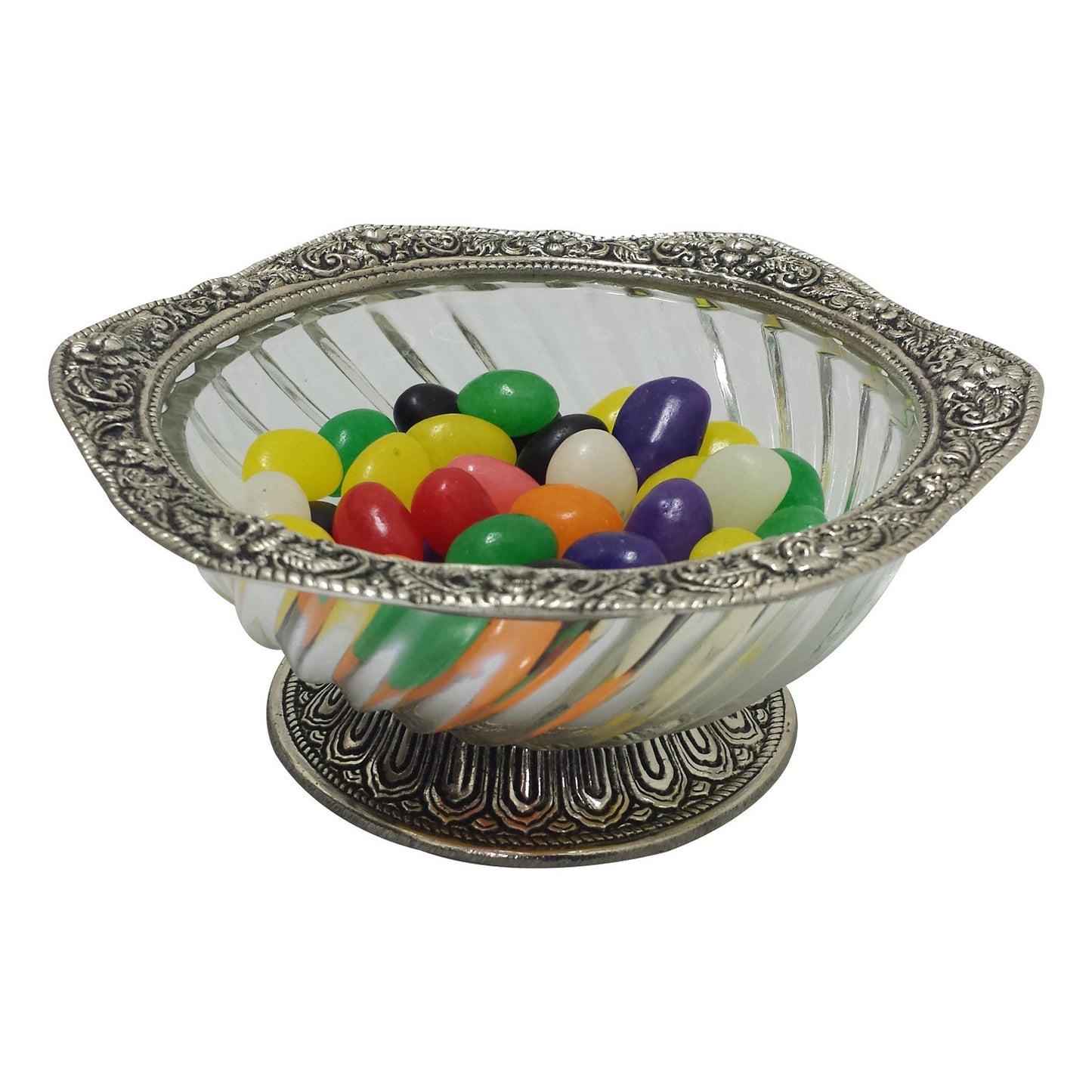 GiftBay 634 Beautiful Serving Dish with Antique Silver Finish Trim,6" Length