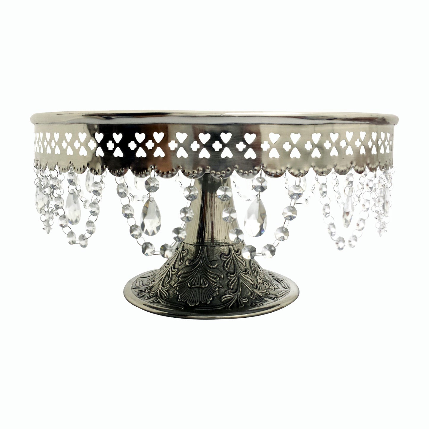 GiftBay Creations® Pedestal Cake Stand Silver, 16" with Clear Crystals