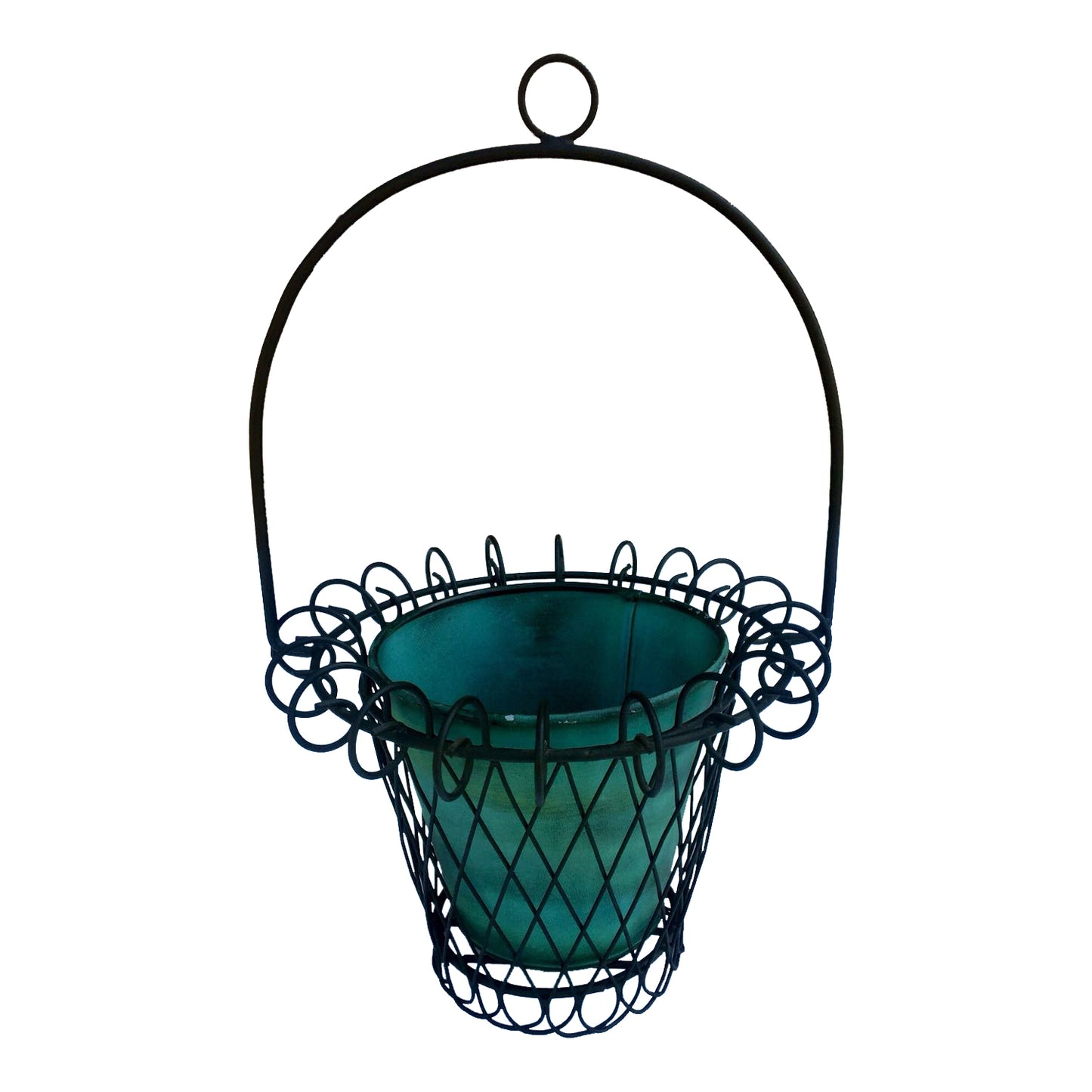 GiftBay 811-BG all Wire & Pot Black & Green Container / Vase 16.5" High. Very Unique and Strongly Built for Multi- Purpose Use