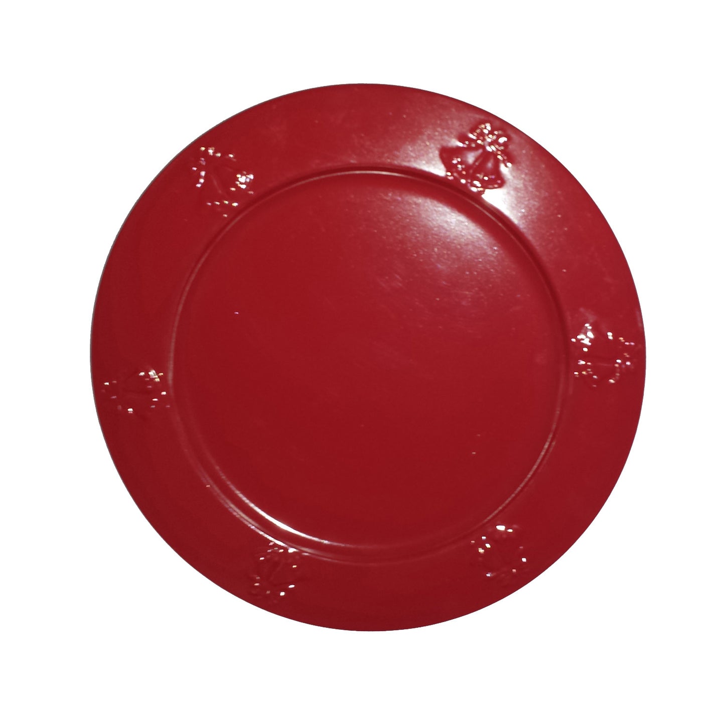 GiftBay Creations CP-012(S/4) Wedding Metal Charger Plates 13" Round with Beautiful Wedding Bells Embossed on Border Burgundy Finish Set of 4 Plates