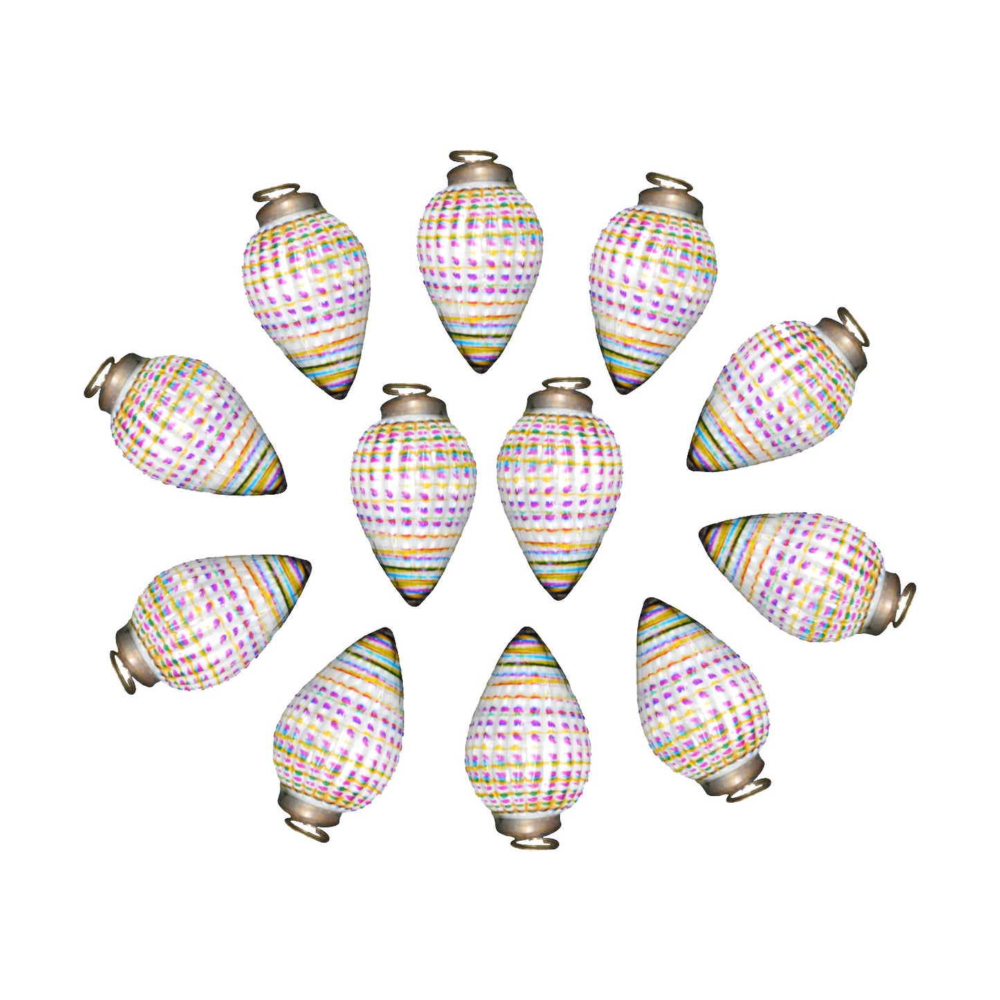 GiftBay Creations ORN-122(S/12) Antique-look Glass Ornament 3" H, Set of 12 for Christmas Tree Decoration