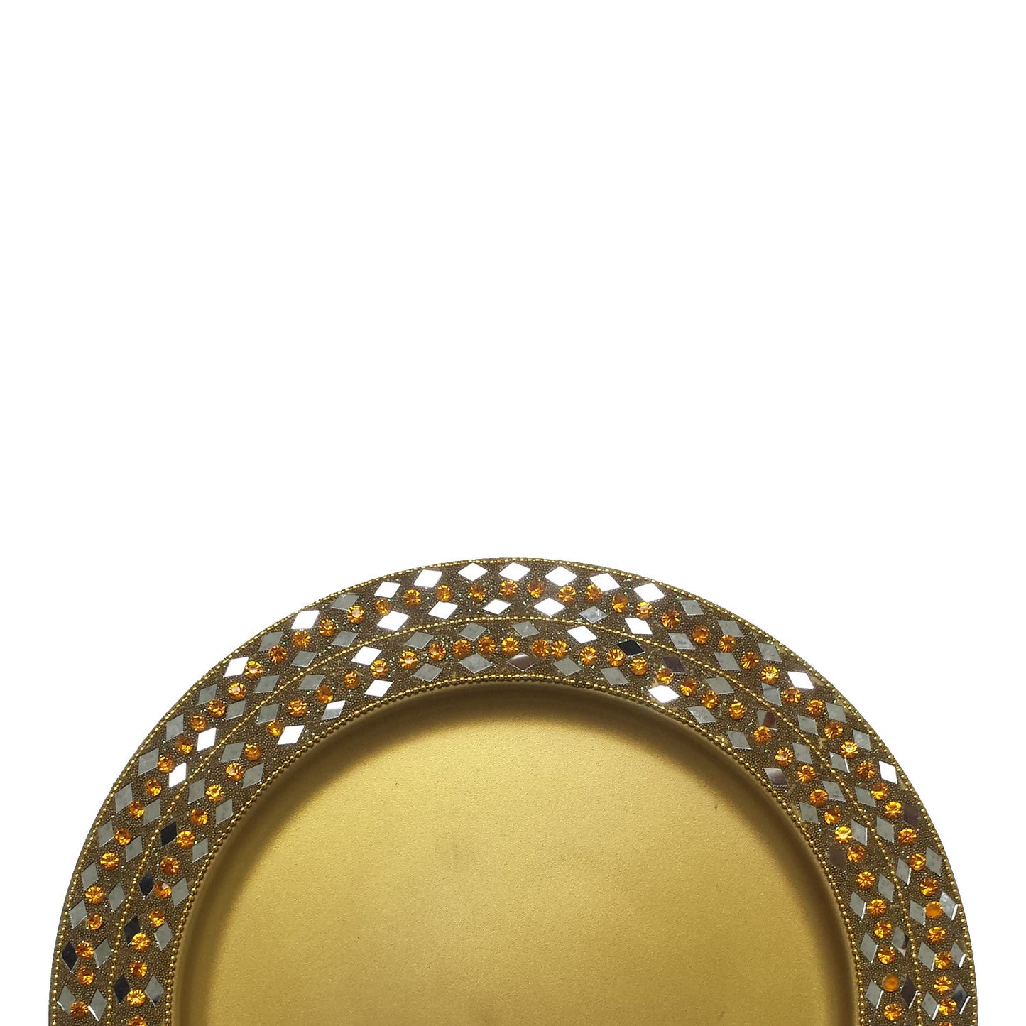 GiftBay Creations CP-005G(S/4) Gold Wedding Charger Plates Strongly Built of Heavy Metal, Beautifully Handcrafted with Crystals, 13" Round, Set of 4 Plates
