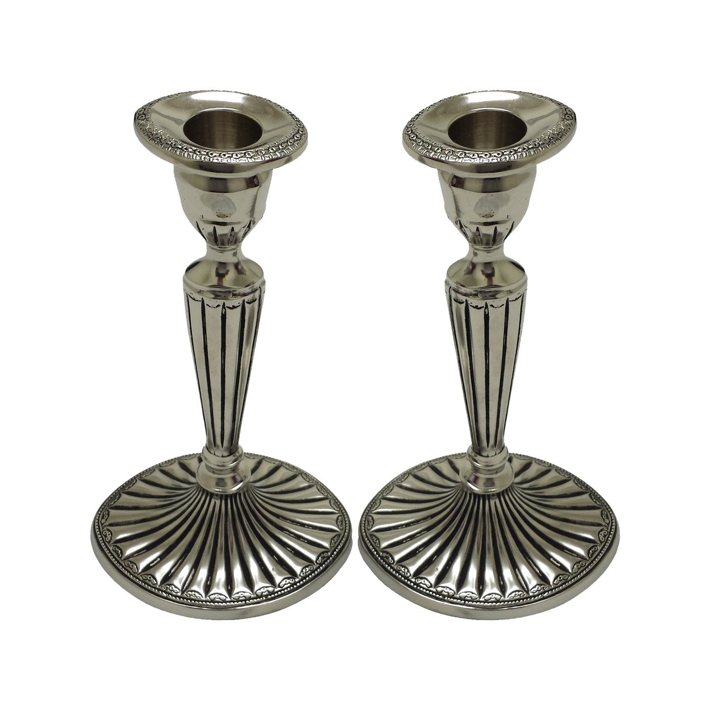 GiftBay 1002(S/2) Candlestick Holder, Antique Silver Finish, 9"h and 5" X 4" Oval Base