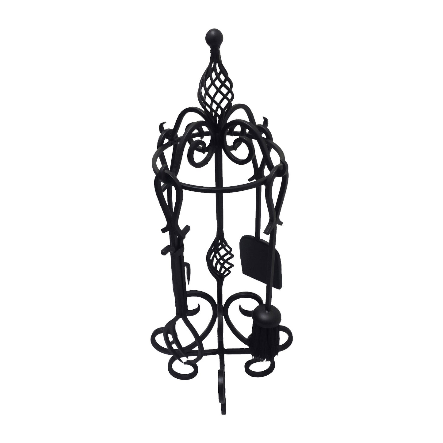 GiftBay Fire Tool Set of 5, 29" High, Wrought Iron, Shovel, Poker, Brush, Tongs and Stand For Fireplace, Black