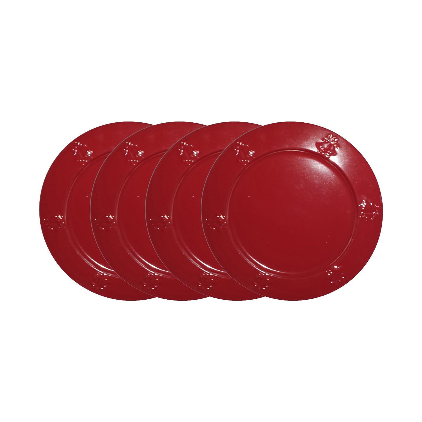 GiftBay Creations CP-012(S/4) Wedding Metal Charger Plates 13" Round with Beautiful Wedding Bells Embossed on Border Burgundy Finish Set of 4 Plates