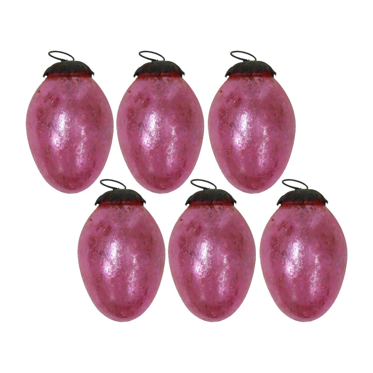 GiftBay 053(S/6) Antique-look Glass Ornament Set of 6 for Christmas Tree Decorations.