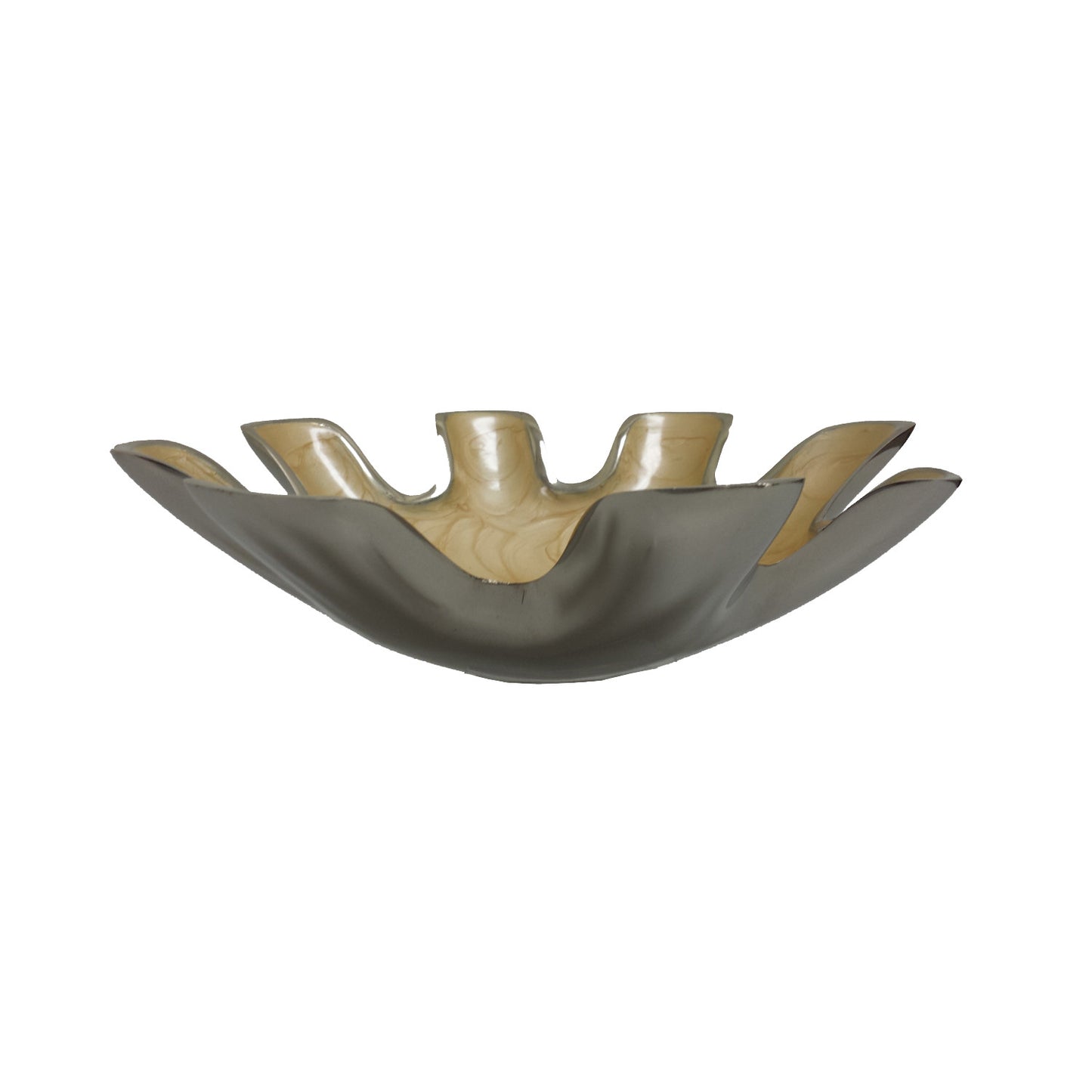 GiftBay Dish-101 Star Shape Serving Bowl Permanently Enameld over Solid Aluminum Metal, Dark Cream Color with Beautiful Pattern, 10" Diameter