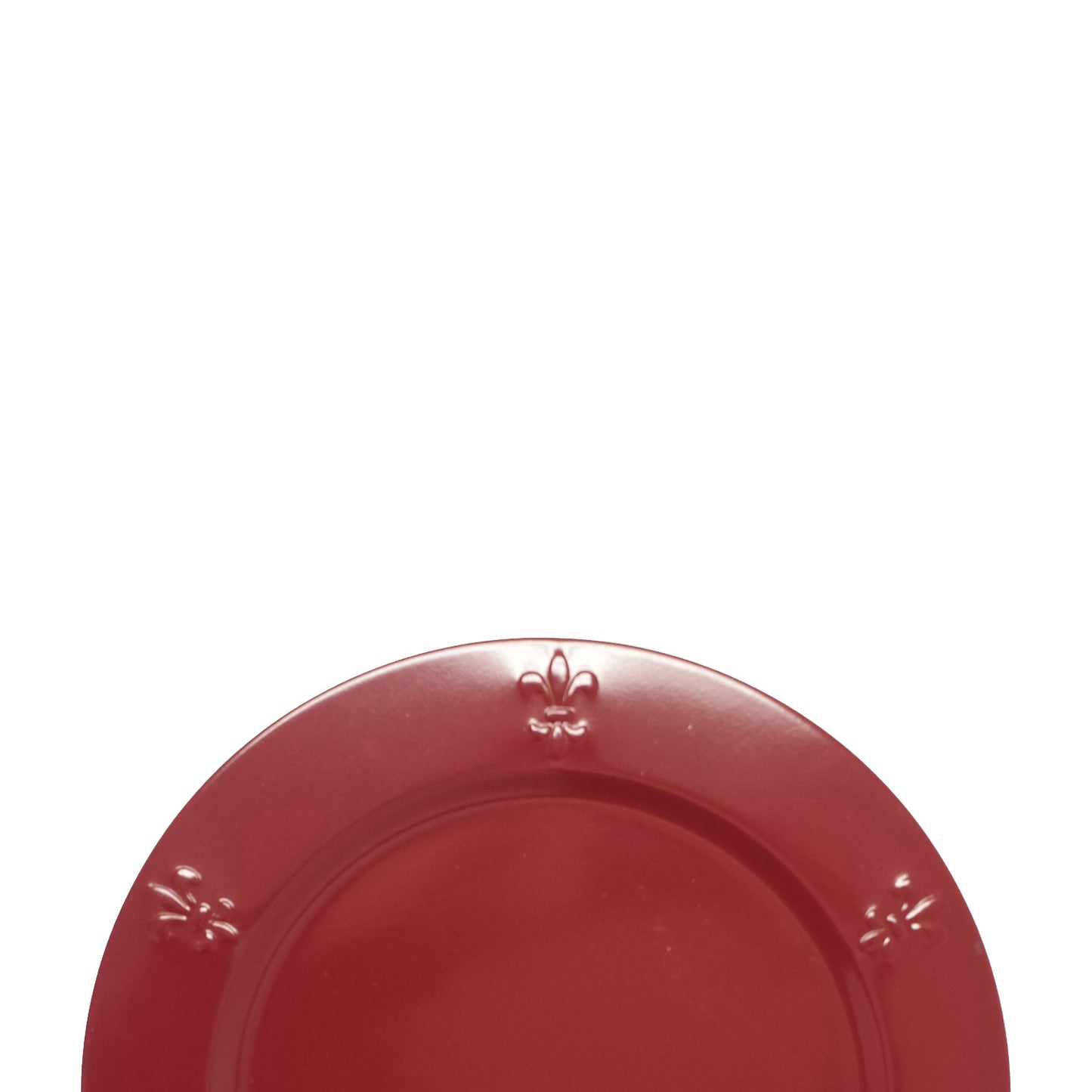 GiftBay Creations CP-009(S/4) Wedding Metal Charger Plates 13" Round with Beautiful Fleur-de-lis Embossed on Border Burgundy Finish Set of 4 Plates