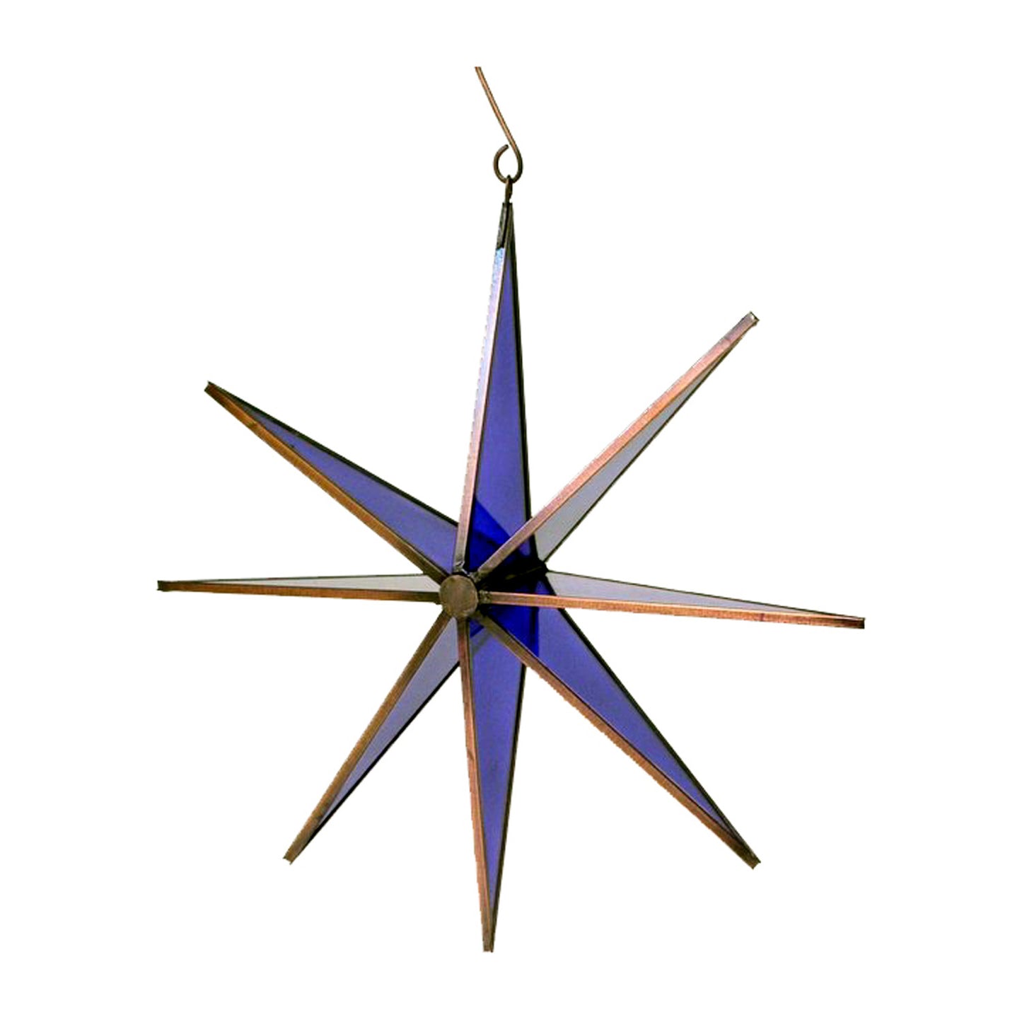 GiftBay 303 Blue Hanging Glass Star 11" High for Indoor and Outdoor Festive Christmas Decoration.