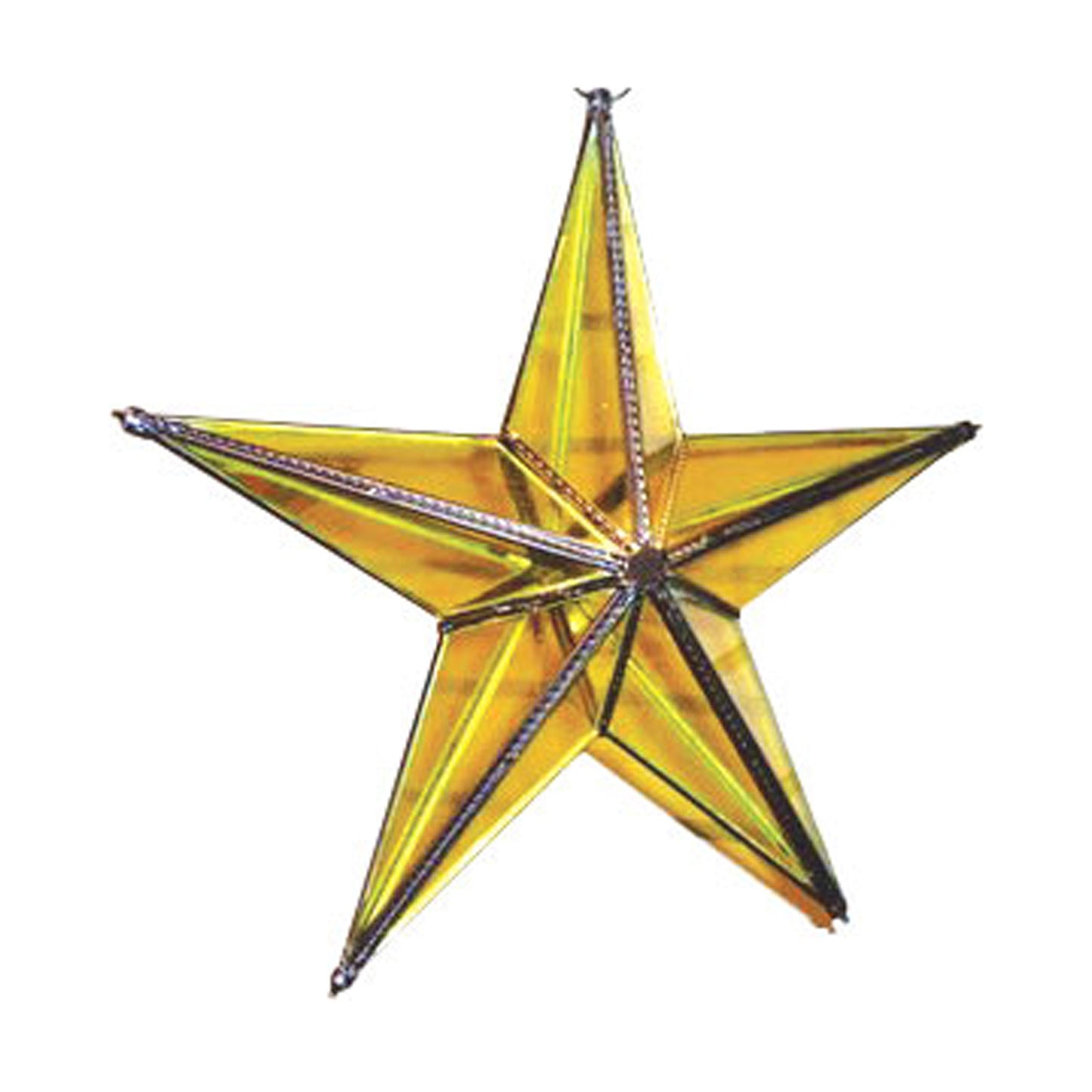 GiftBay 343-Y Yellow Hanging Glass Star 9" High for Indoor and Outdoor Festive Christmas Decoration.