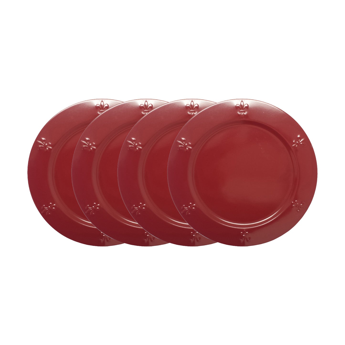 GiftBay Creations CP-009(S/4) Wedding Metal Charger Plates 13" Round with Beautiful Fleur-de-lis Embossed on Border Burgundy Finish Set of 4 Plates