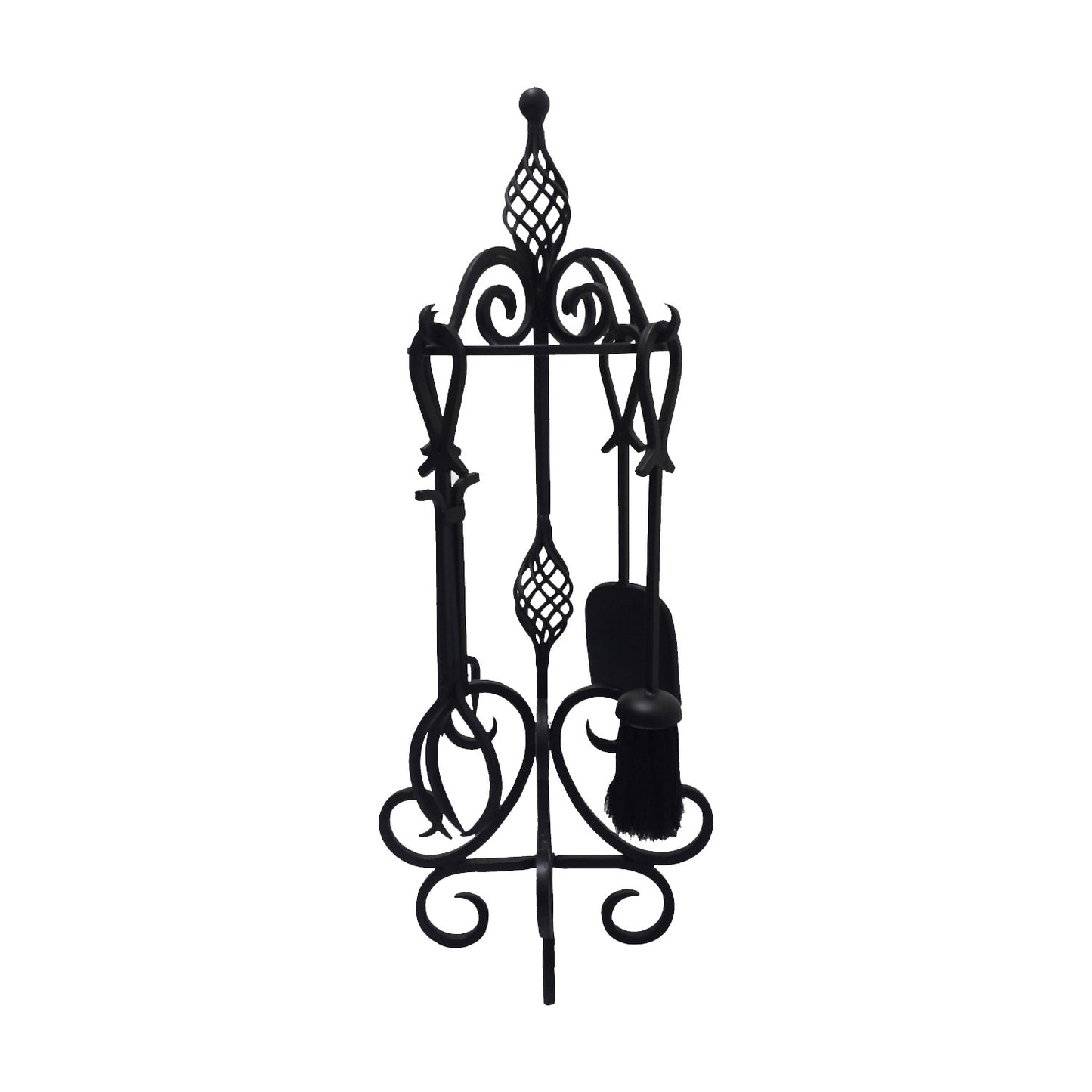 GiftBay Fire Tool Set of 5, 29" High, Wrought Iron, Shovel, Poker, Brush, Tongs and Stand For Fireplace, Black