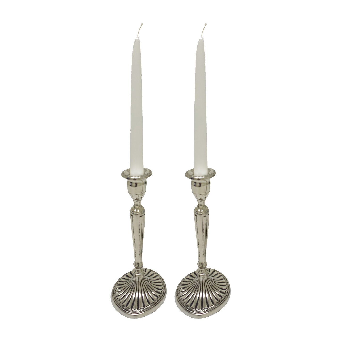 GiftBay 1002(S/2) Candlestick Holder, Antique Silver Finish, 9"h and 5" X 4" Oval Base