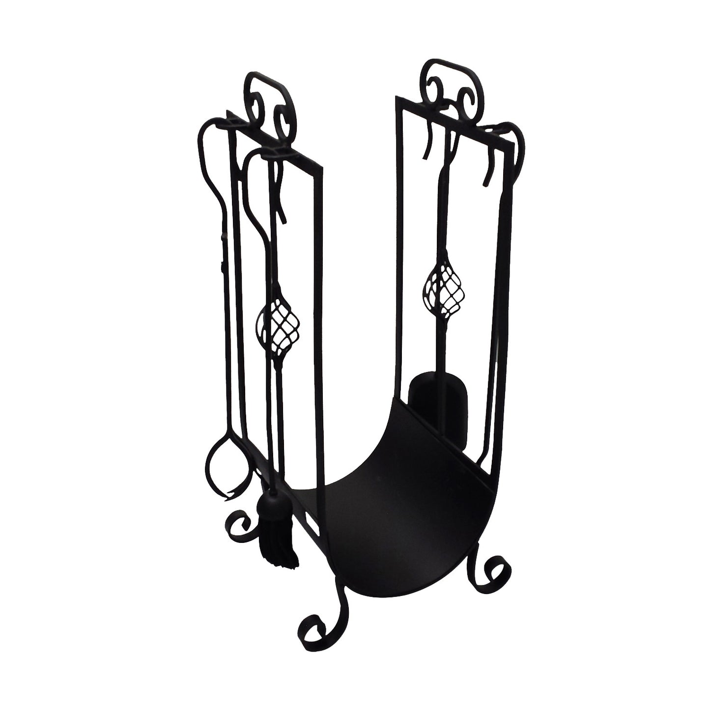 GiftBay 1112 (S/5) Fire Tool Set & Log Holder| 31.5" High | Wrought Iron | Shovel Poker Brush Tongs and Stand | Perfect for Fire Place .
