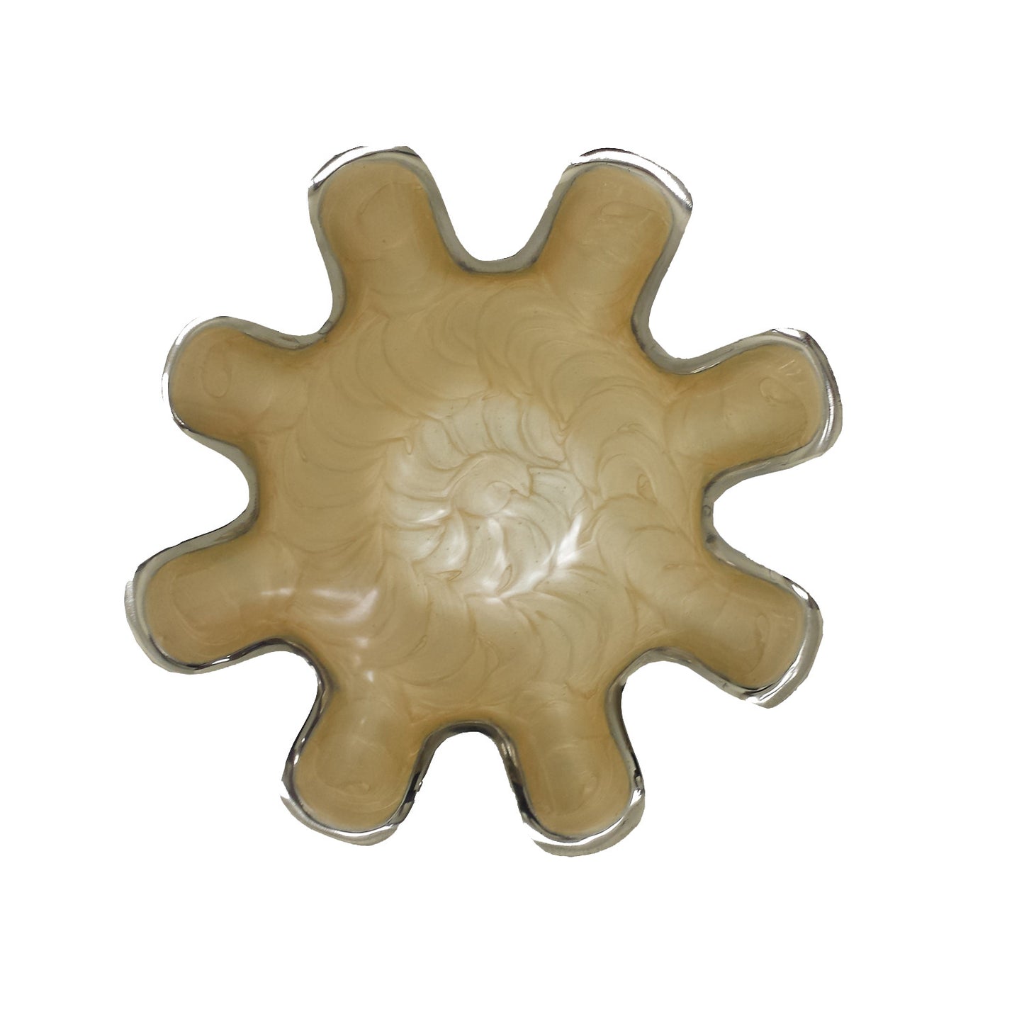 GiftBay Dish-101 Star Shape Serving Bowl Permanently Enameld over Solid Aluminum Metal, Dark Cream Color with Beautiful Pattern, 10" Diameter