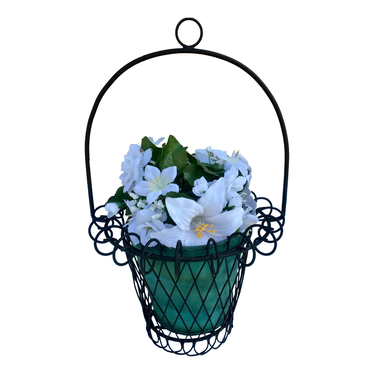 GiftBay 811-BG all Wire & Pot Black & Green Container / Vase 16.5" High. Very Unique and Strongly Built for Multi- Purpose Use