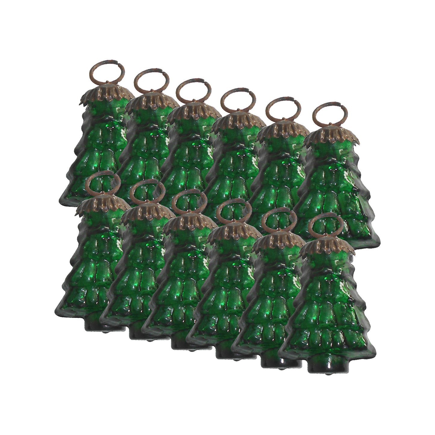 GiftBay 239(S/12) Glass Christmas Tree Ornament Set of 12 Pcs. An Antique-look Glass Ornament Set.