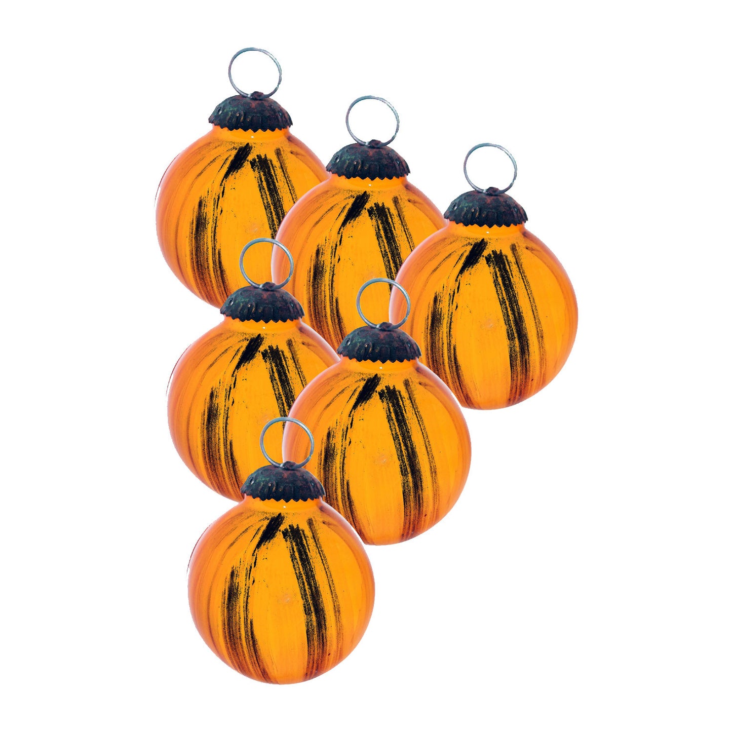 GiftBay 129(S/6) Glass Christmas Tree Ornament Set of 6 Pcs. An Antique-look Glass Ornament Set.