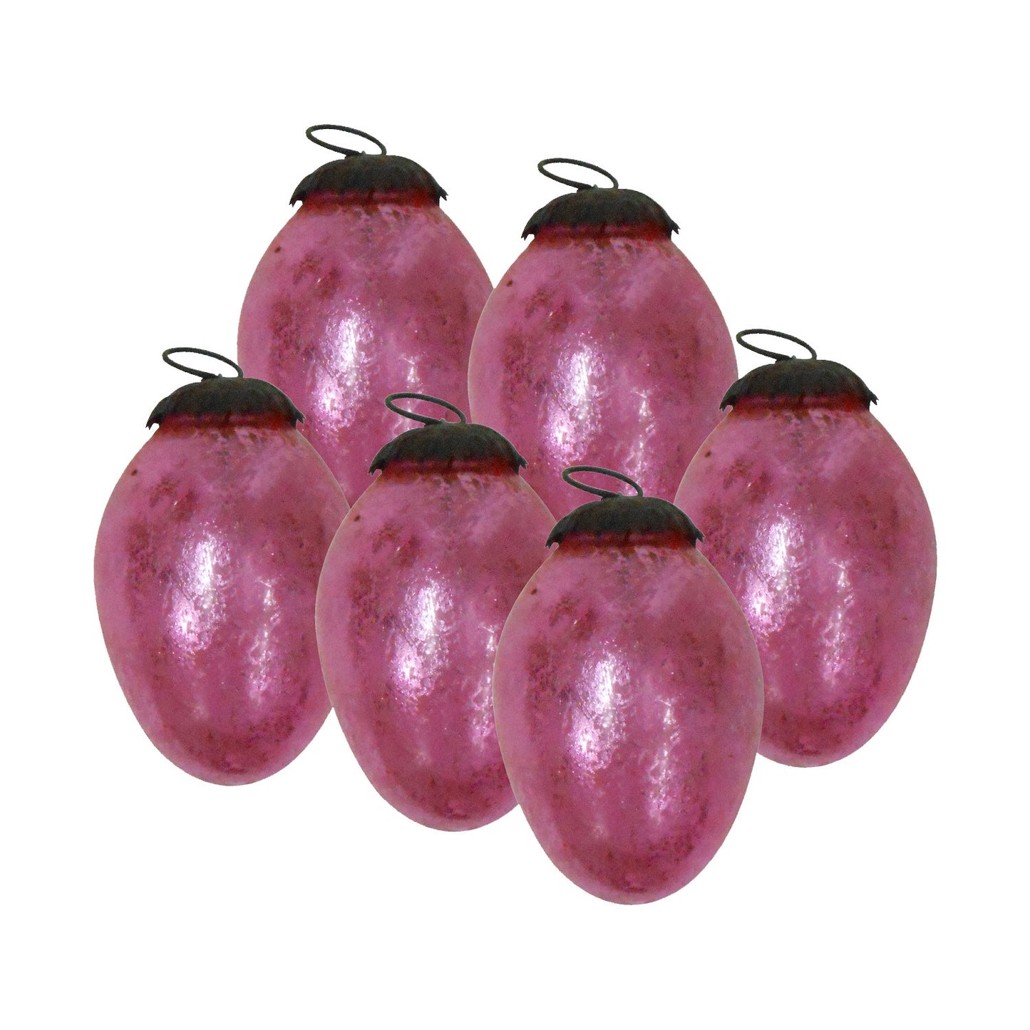 GiftBay 053(S/6) Antique-look Glass Ornament Set of 6 for Christmas Tree Decorations.