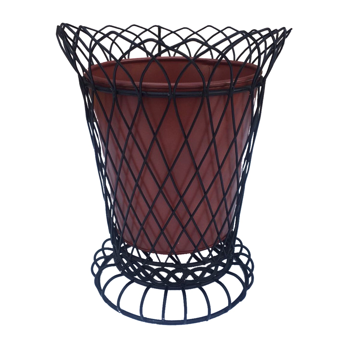 GiftBay 807-BR Tall Wire & Pot Black & Red Container / Vase 11" High. Very Unique and Strongly Built for Multi- Purpose Use
