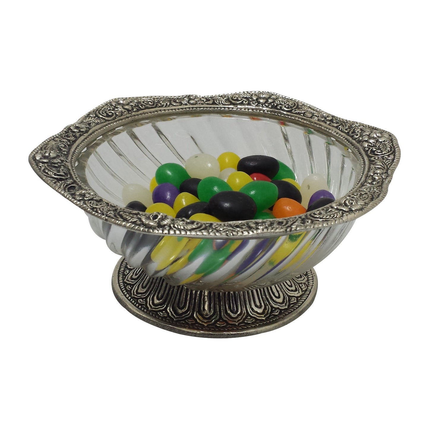 GiftBay 634 Beautiful Serving Dish with Antique Silver Finish Trim,6" Length