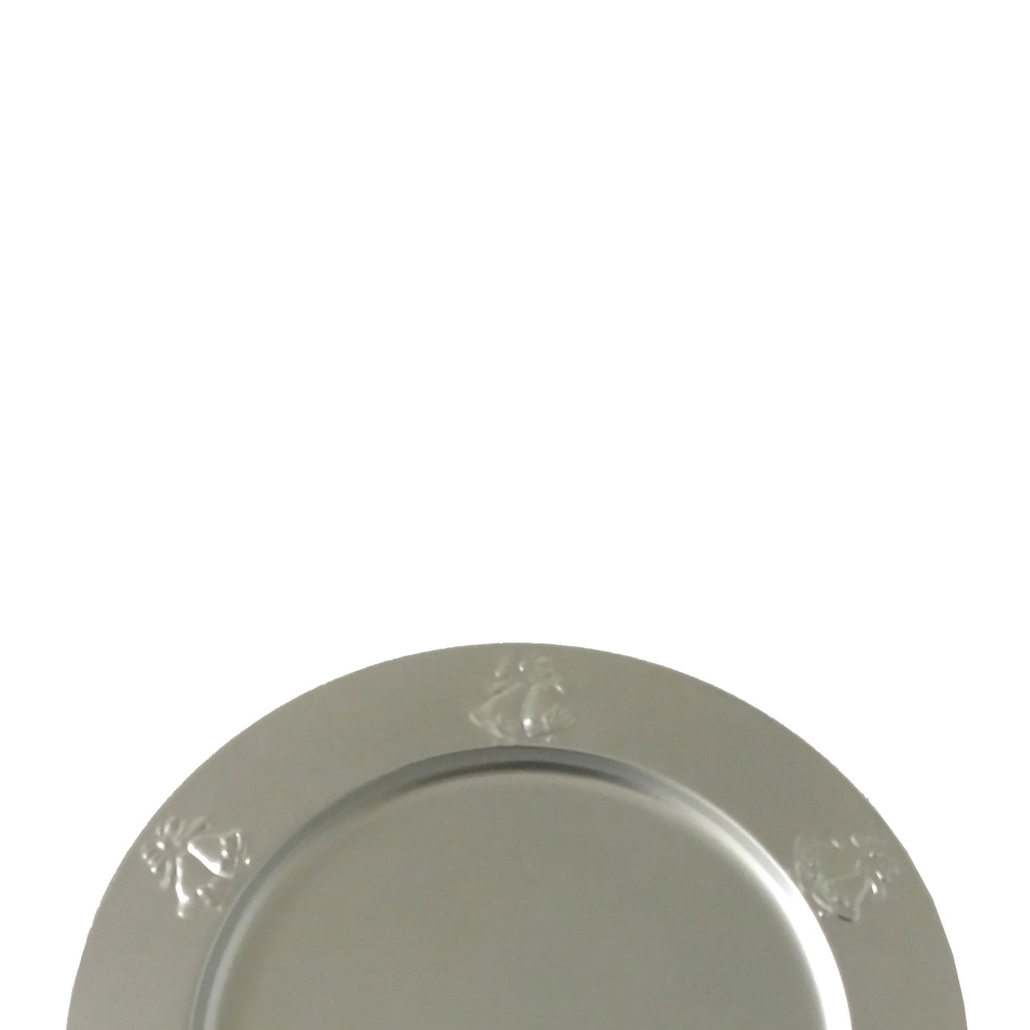 GiftBay Creations CP-013(S/4) Wedding Metal Charger Plates 13" Round with Beautiful Wedding Bells Embossed on Border Silver Finish Set of 4 Plates