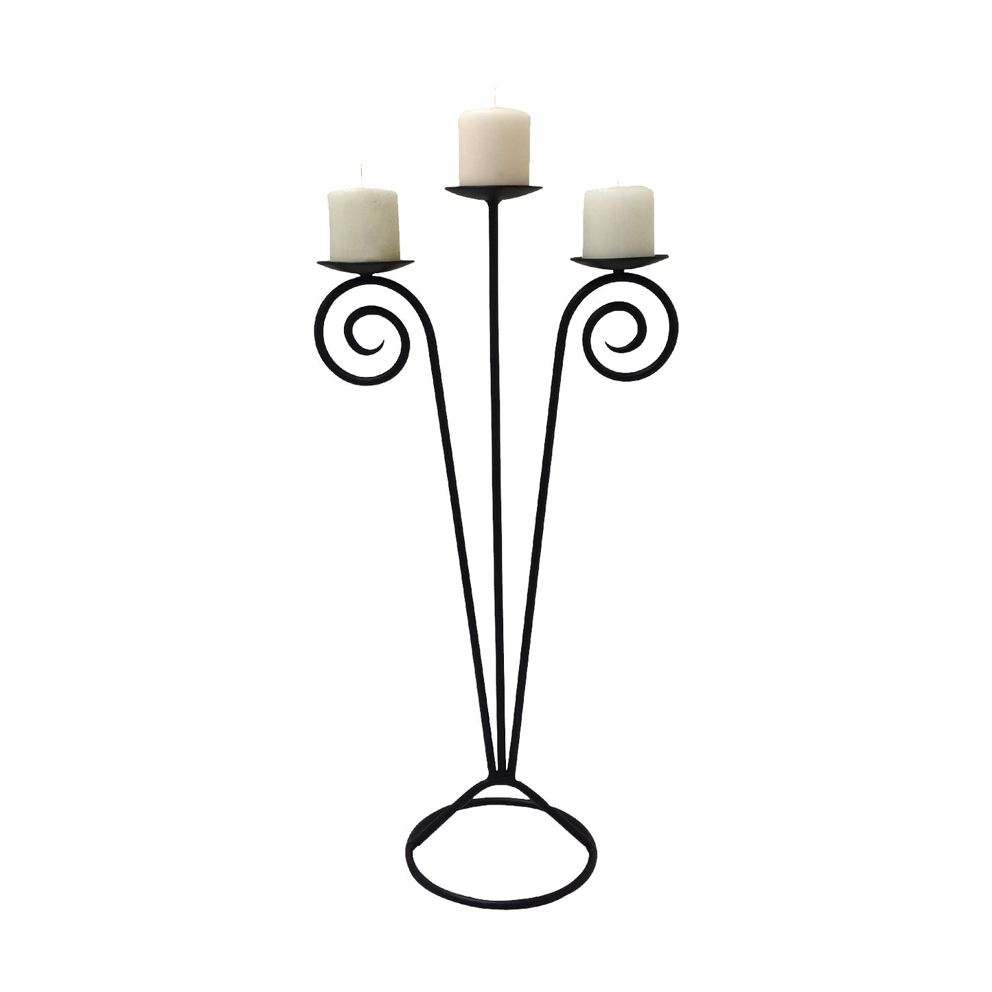 GiftBay 14014 - Beautiful 3-Candle Pillar Holder 28", Black Powder Coated Finish