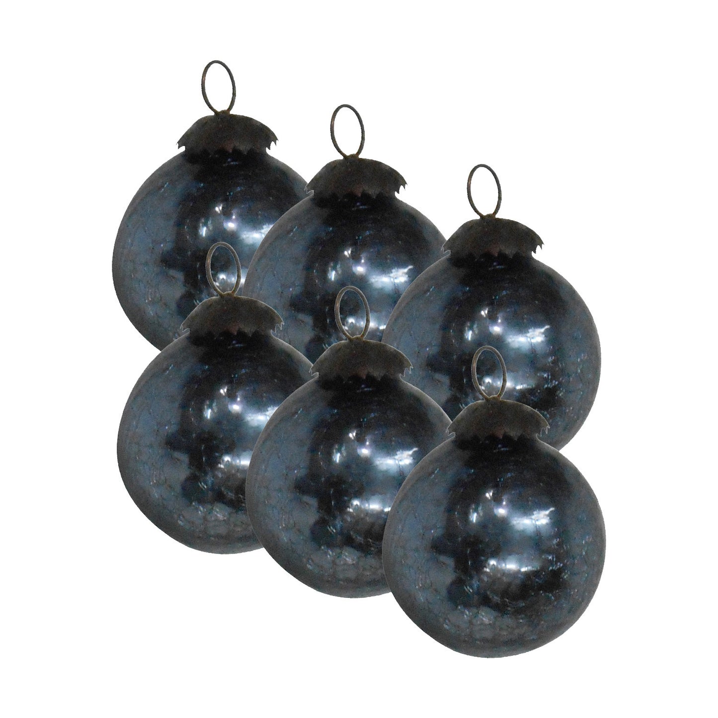 GiftBay 152(S/6) Glass Christmas Tree Ornament Set of 6 Pcs. An Antique-look Glass Ornament Set.