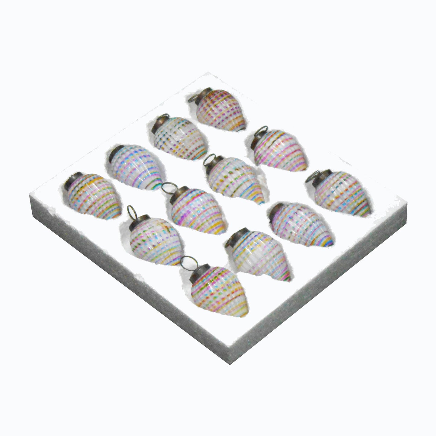 GiftBay Creations ORN-122(S/12) Antique-look Glass Ornament 3" H, Set of 12 for Christmas Tree Decoration