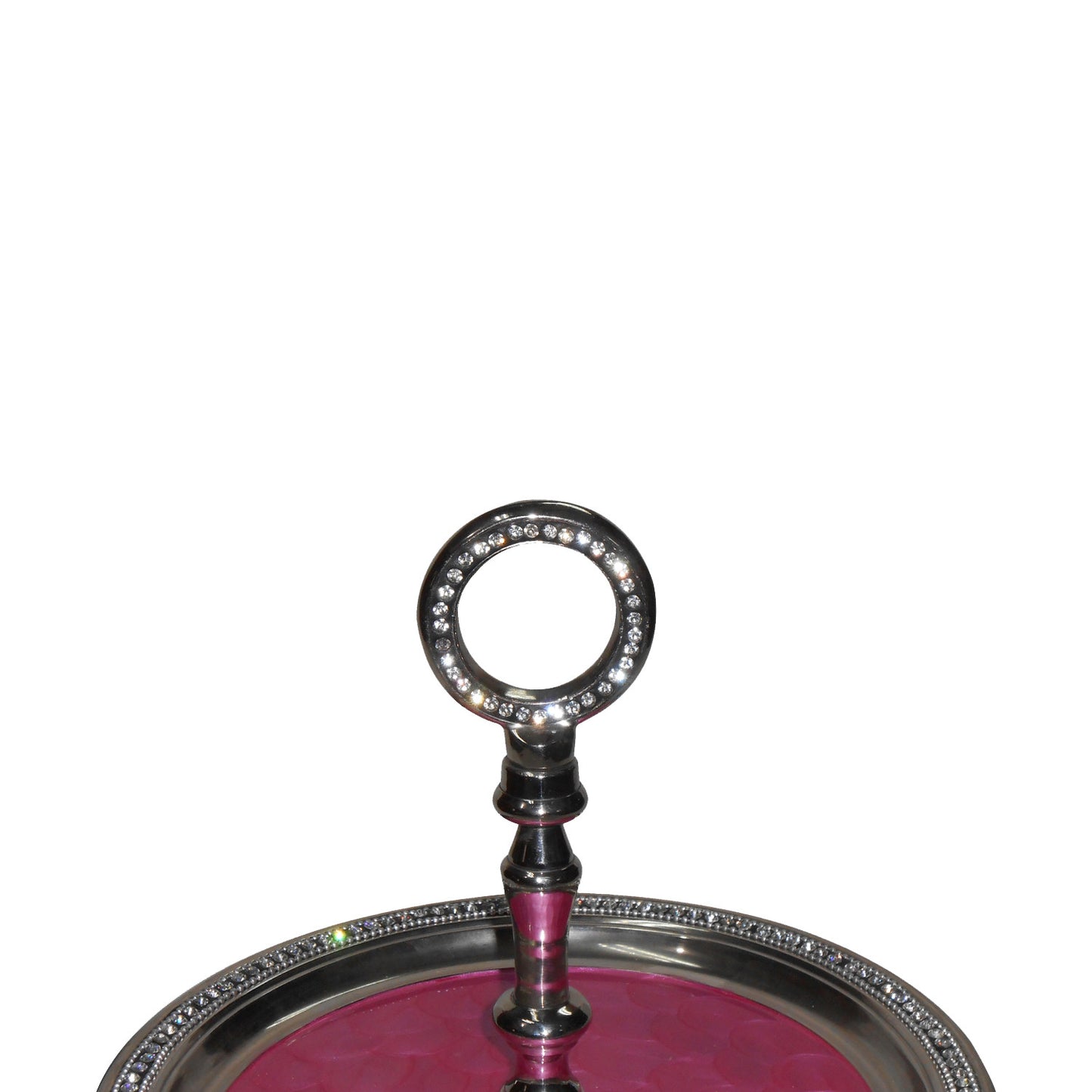 GiftBay 565 Wedding 3-Tier Cupcake Stand Round 24" High, Pink Color Enameled Trays with Clear Crystal-Studded Rim