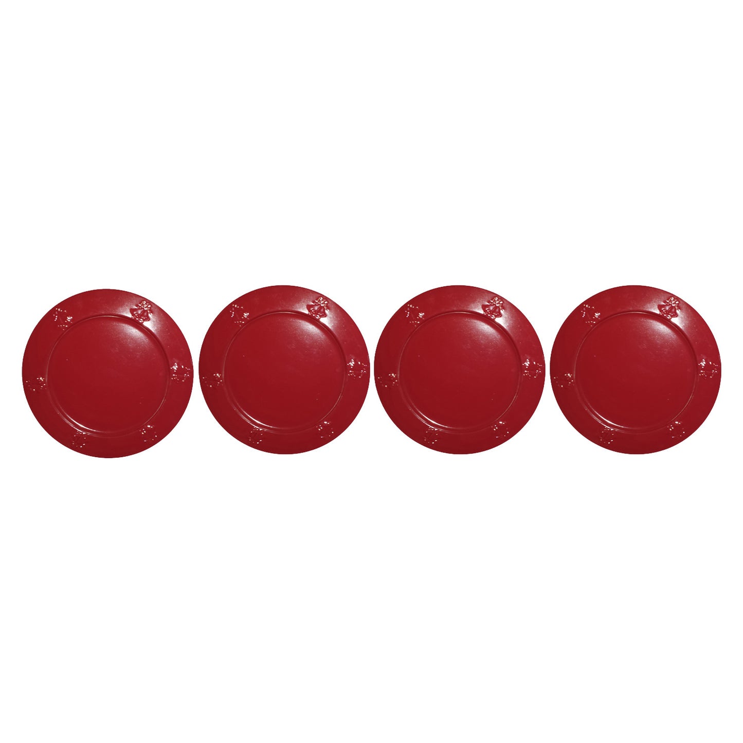GiftBay Creations CP-012(S/4) Wedding Metal Charger Plates 13" Round with Beautiful Wedding Bells Embossed on Border Burgundy Finish Set of 4 Plates