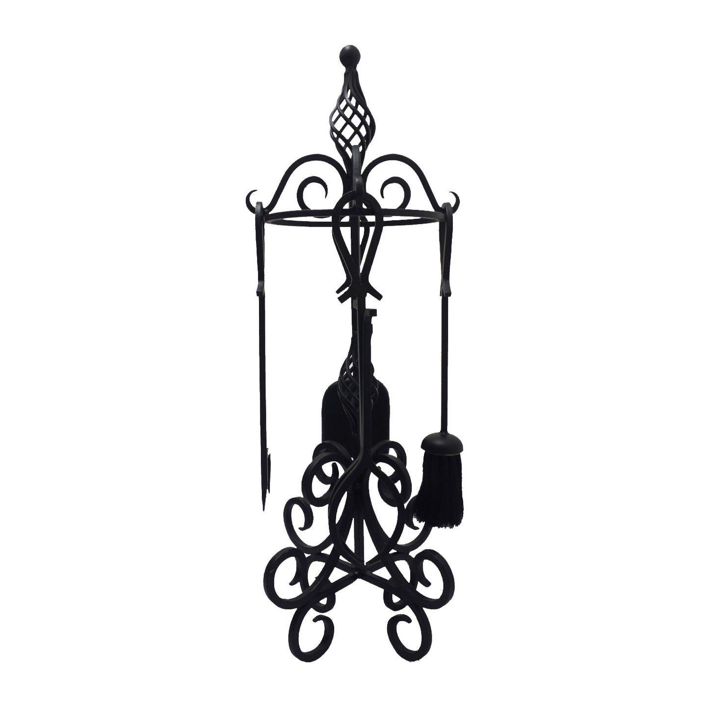 GiftBay Fire Tool Set of 5, 29" High, Wrought Iron, Shovel, Poker, Brush, Tongs and Stand For Fireplace, Black