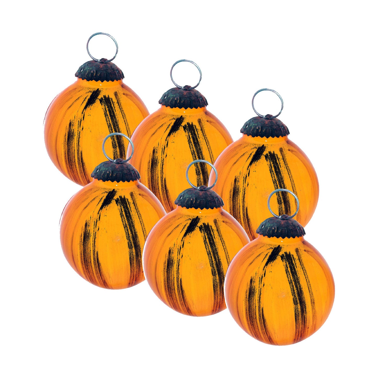 GiftBay 129(S/6) Glass Christmas Tree Ornament Set of 6 Pcs. An Antique-look Glass Ornament Set.