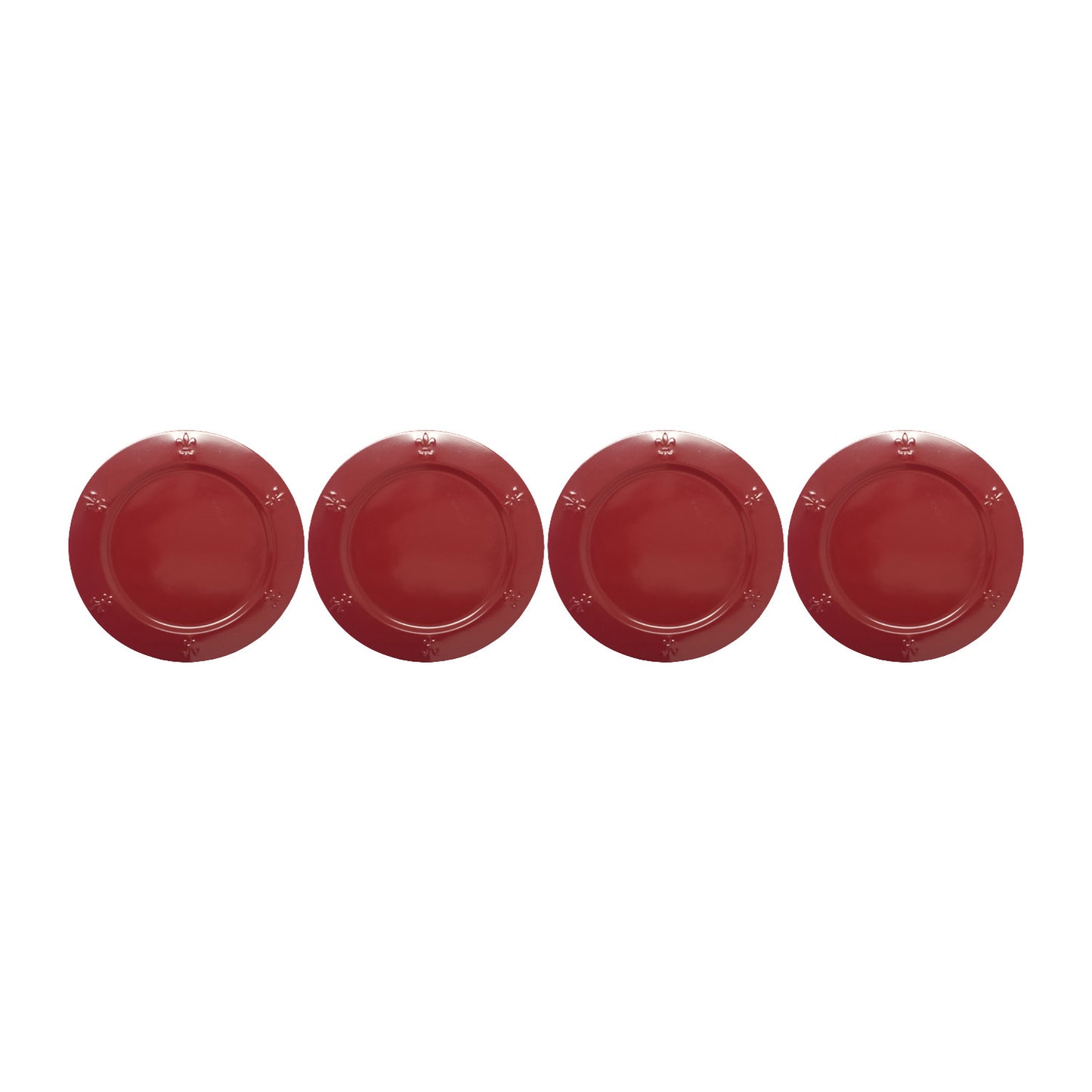 GiftBay Creations CP-009(S/4) Wedding Metal Charger Plates 13" Round with Beautiful Fleur-de-lis Embossed on Border Burgundy Finish Set of 4 Plates