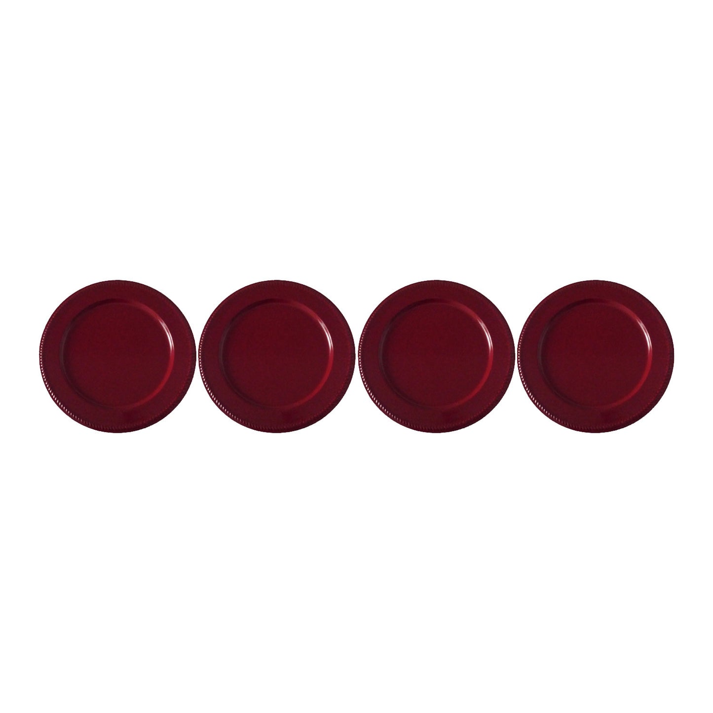 GiftBay Creations CP-006(S/4) Wedding Charger Plates 13" Round with Embossed on Border with Unique Beaded Design, Burgundy Finish Set of 4 Plates